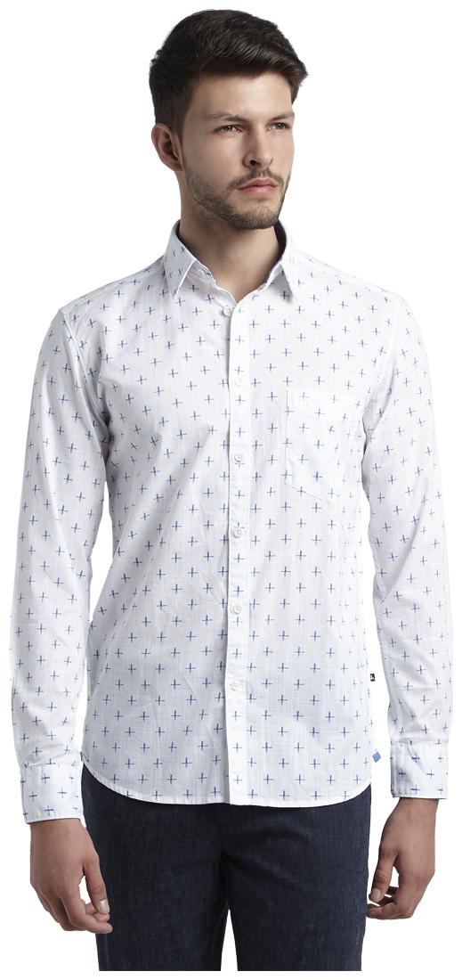 

Parx Men Blue Printed Slim Fit Casual Shirt