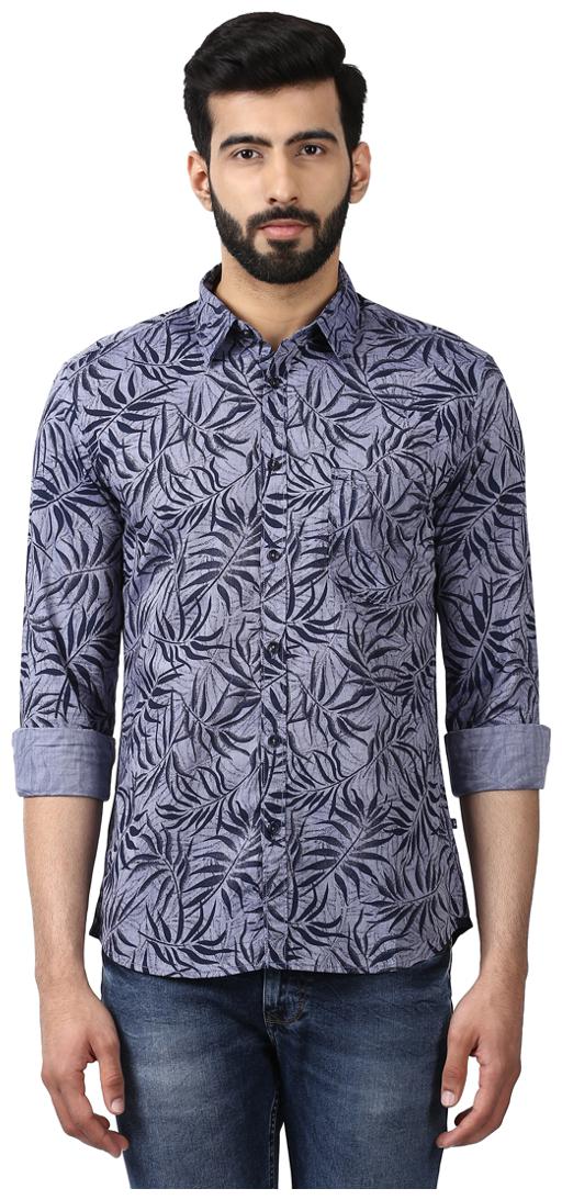 

Parx Men Blue Printed Slim Fit Casual Shirt