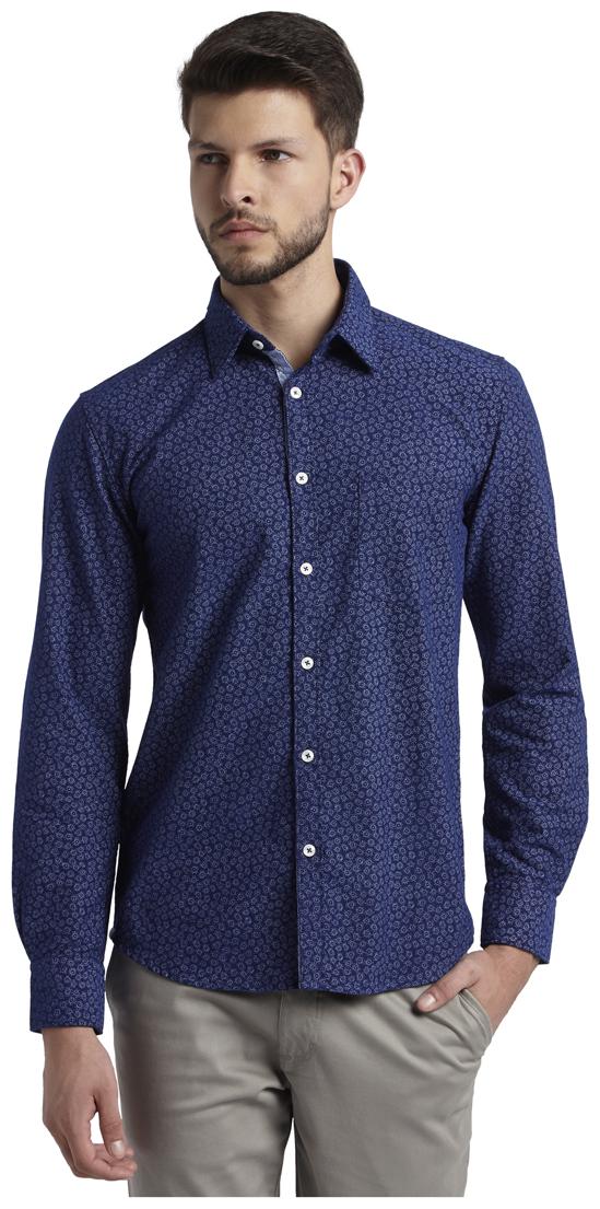 

Parx Men Blue Printed Slim Fit Casual Shirt