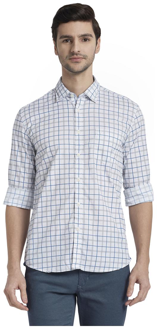

Parx Men Blue Checked Slim Fit Casual Shirt