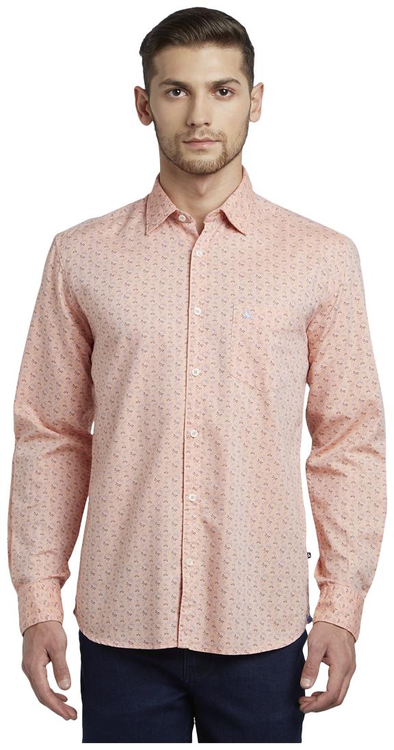 

Parx Men Orange Printed Slim Fit Casual Shirt