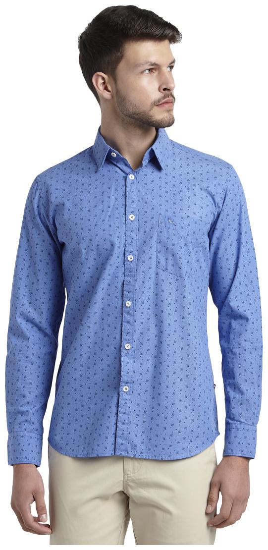 

Parx Men Blue Printed Slim Fit Casual Shirt