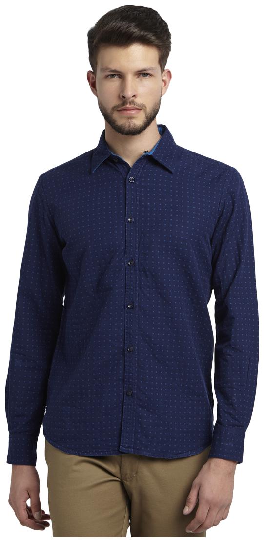 

Parx Men Blue Printed Slim Fit Casual Shirt