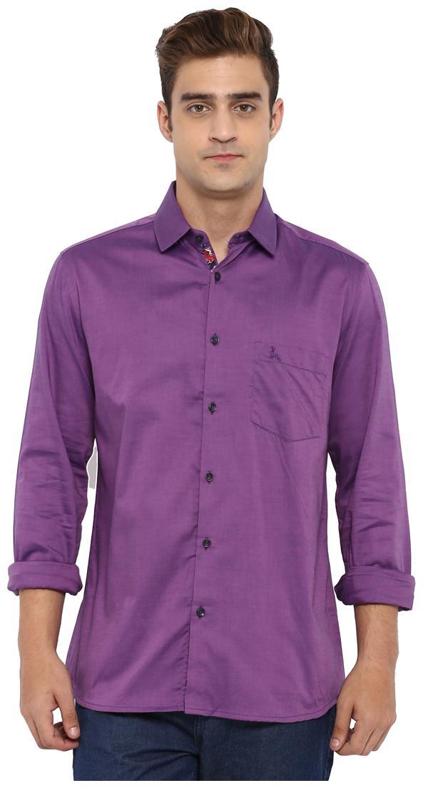 

Parx Men Purple Solid Slim Fit Casual Shirt