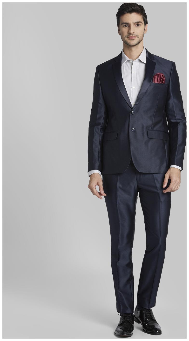 

Parx Rayon Solid Men Single Breasted Suit - Blue