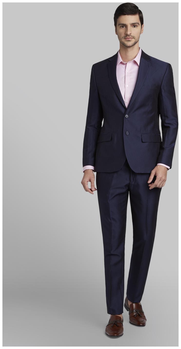 

Parx Rayon Solid Men Single Breasted Suit - Blue