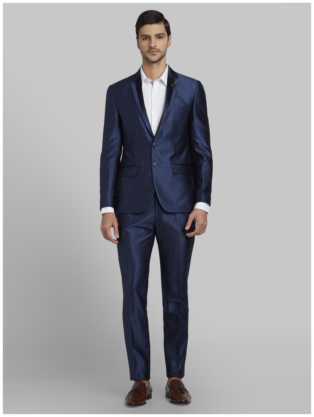 

Parx Rayon Solid Men Single Breasted Suit - Blue