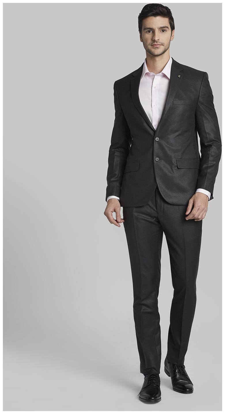 

Parx Rayon Solid Men Single Breasted Suit - Black