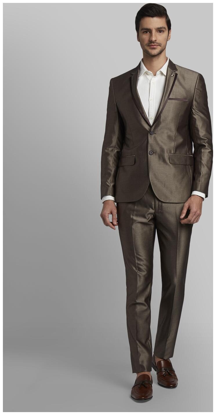 

Parx Rayon Solid Men Single Breasted Suit - Brown