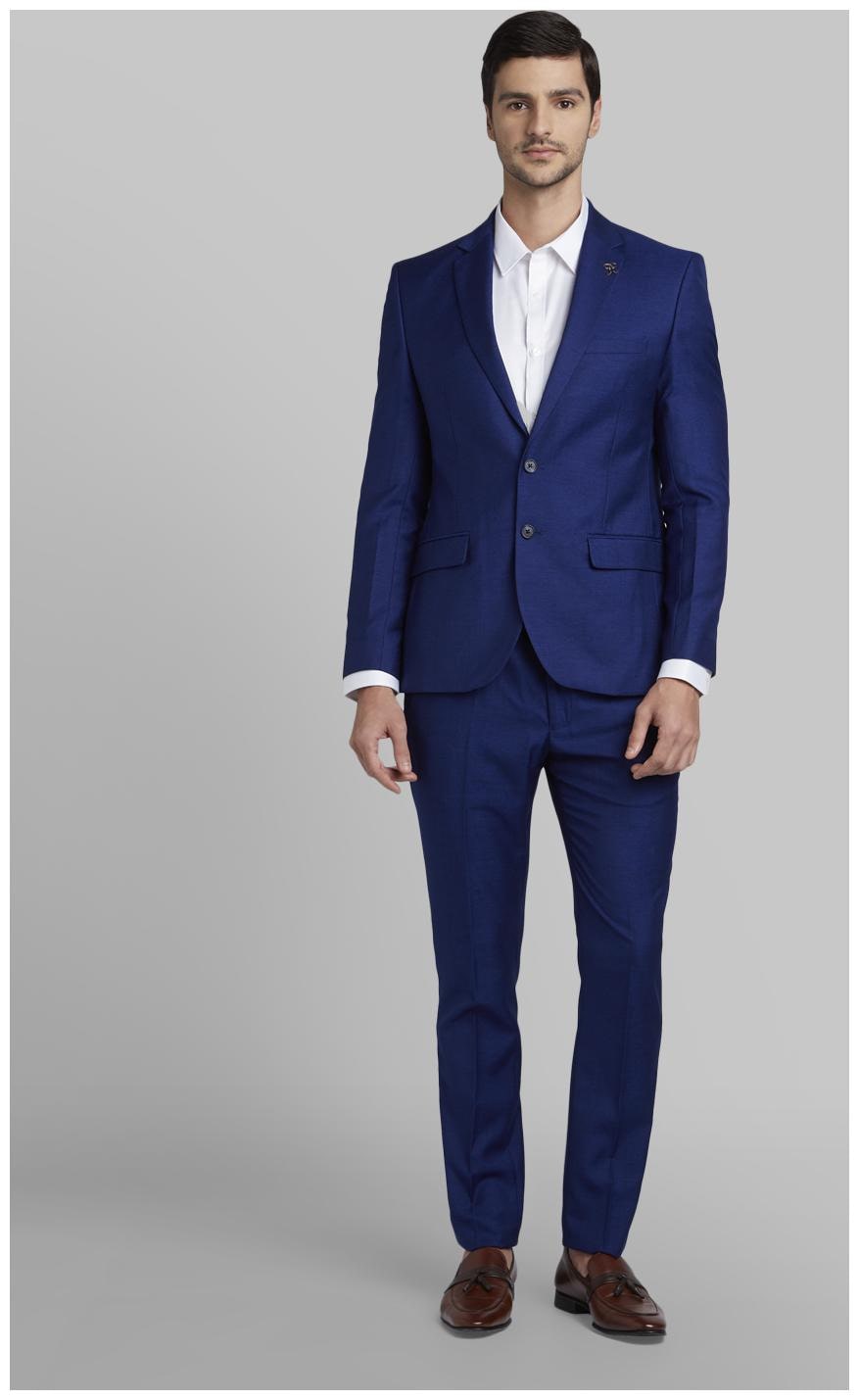 

Parx Rayon Solid Men Single Breasted Suit - Blue