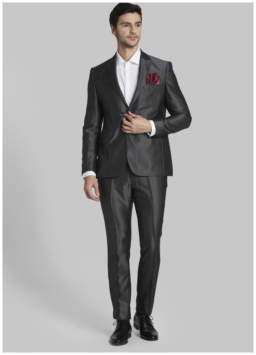 

Parx Rayon Solid Men Single Breasted Suit - Grey