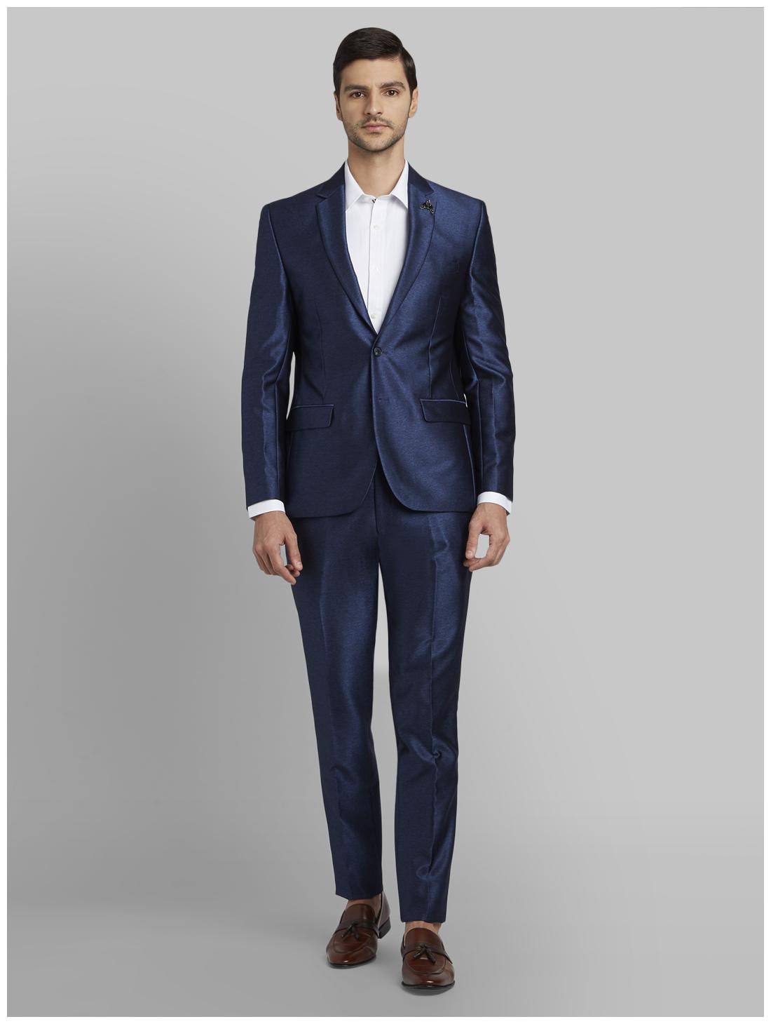 

Parx Rayon Solid Men Single Breasted Suit - Blue