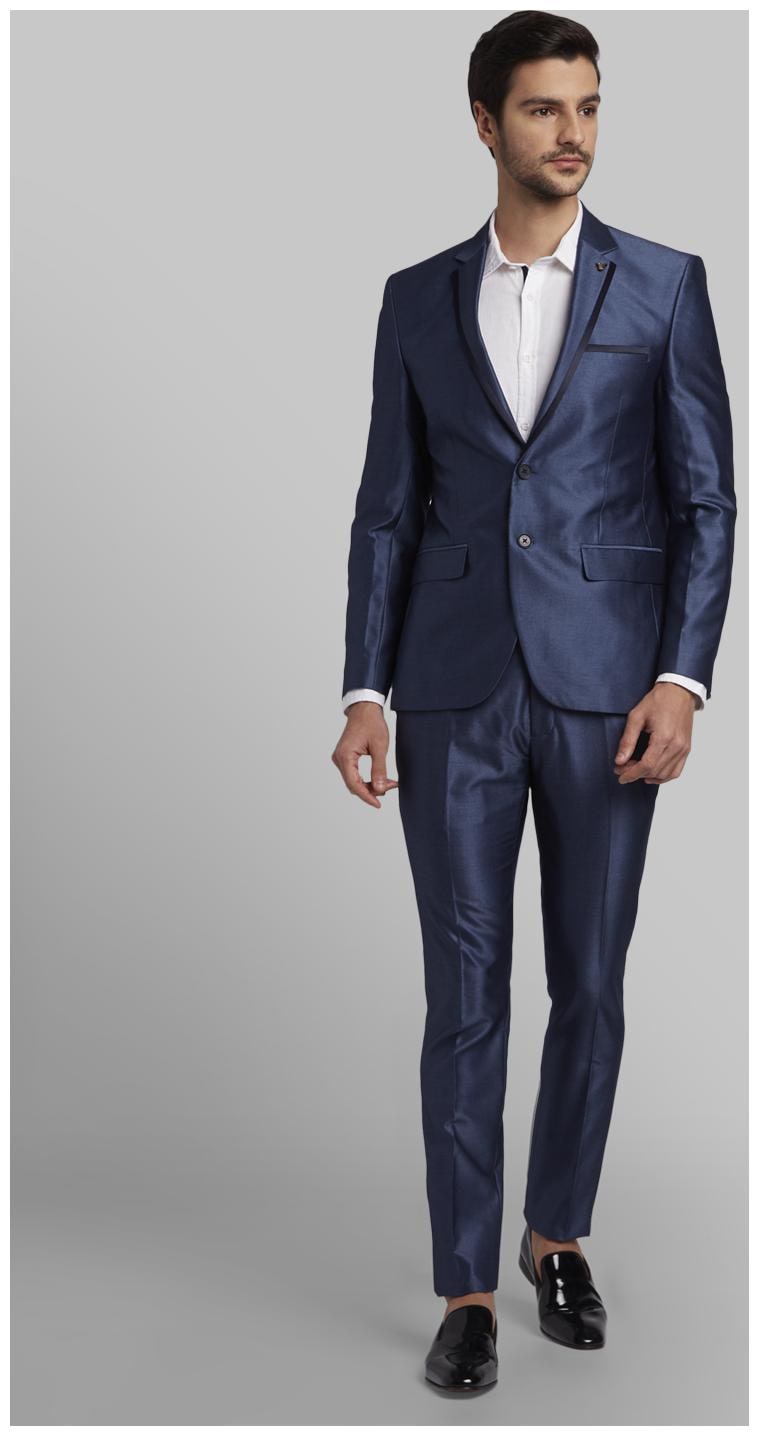 

Parx Rayon Solid Men Single Breasted Suit - Blue