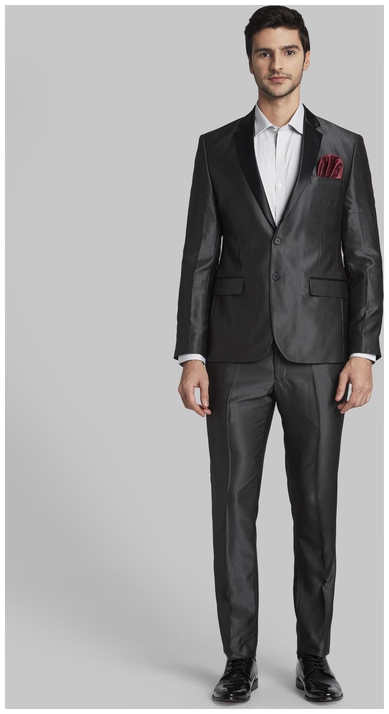 

Parx Rayon Textured Men Single Breasted Suit - Grey