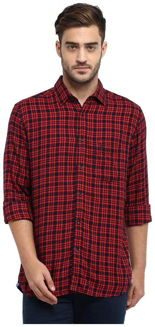

Parx Men Red Checked Slim Fit Casual Shirt