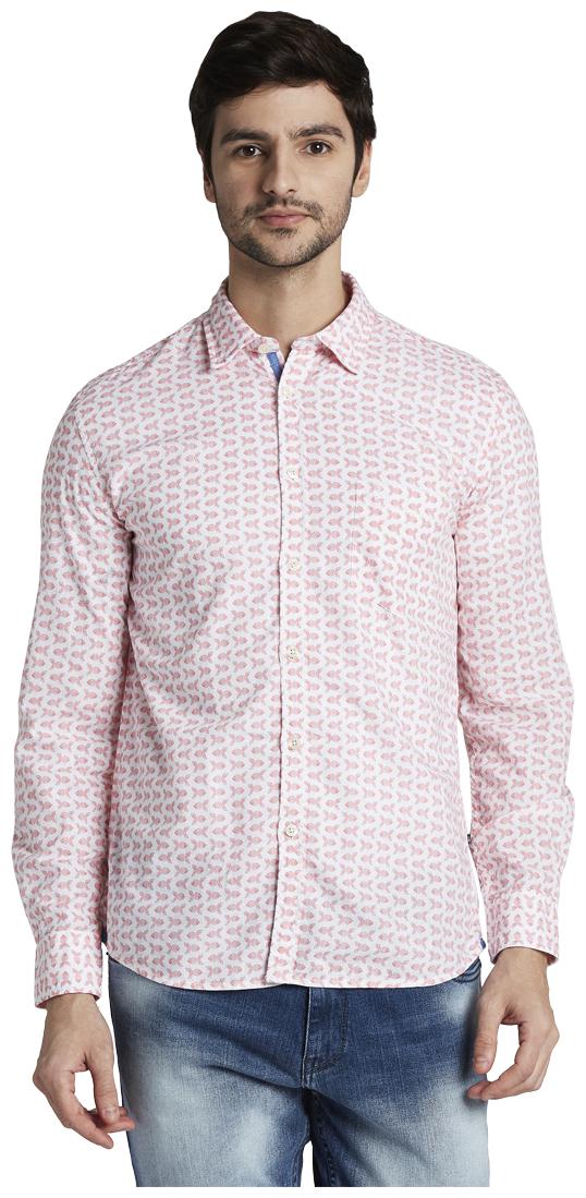 

Parx Men Pink Printed Slim Fit Casual Shirt