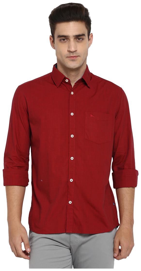 

Parx Men Red Solid Slim Fit Casual Shirt