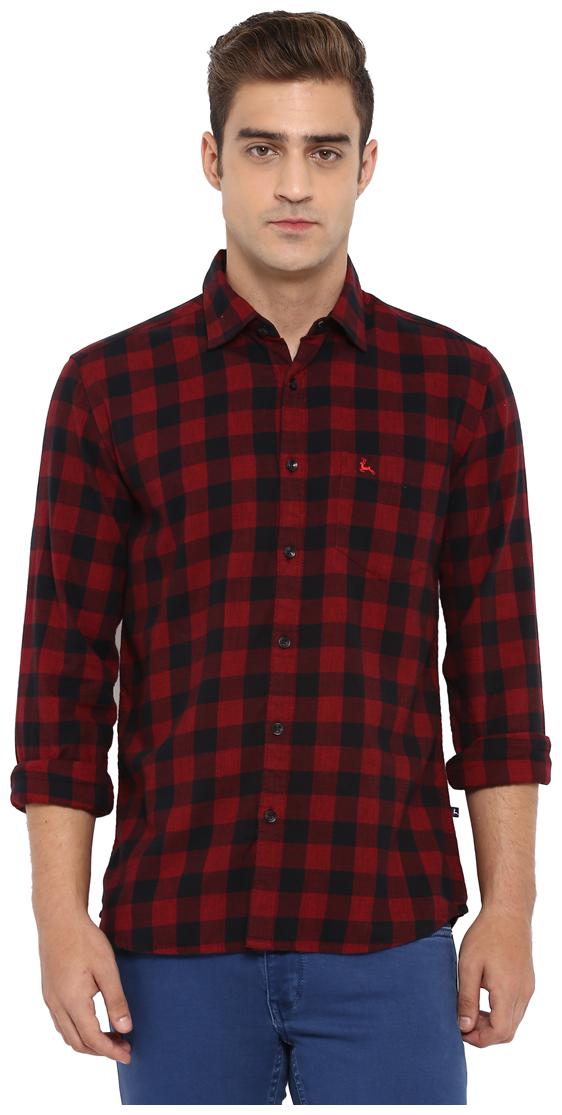

Parx Men Red Checked Slim Fit Casual Shirt