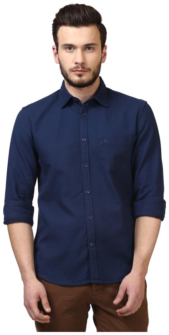 

Parx Men Blue Solid Slim Fit Casual Shirt