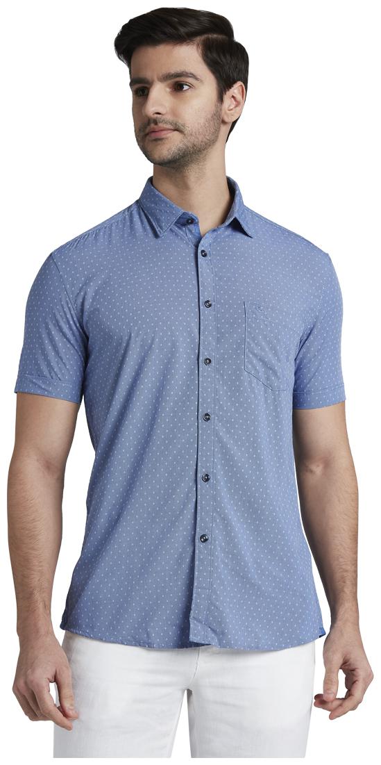 

Parx Men Blue Printed Slim Fit Casual Shirt