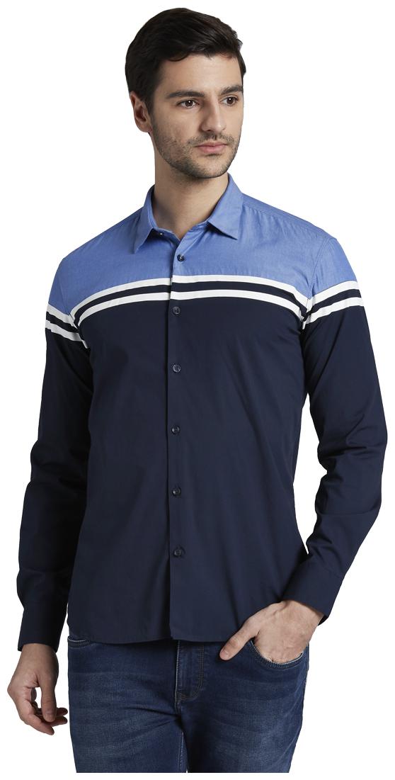 

Parx Men Blue Solid Slim Fit Casual Shirt