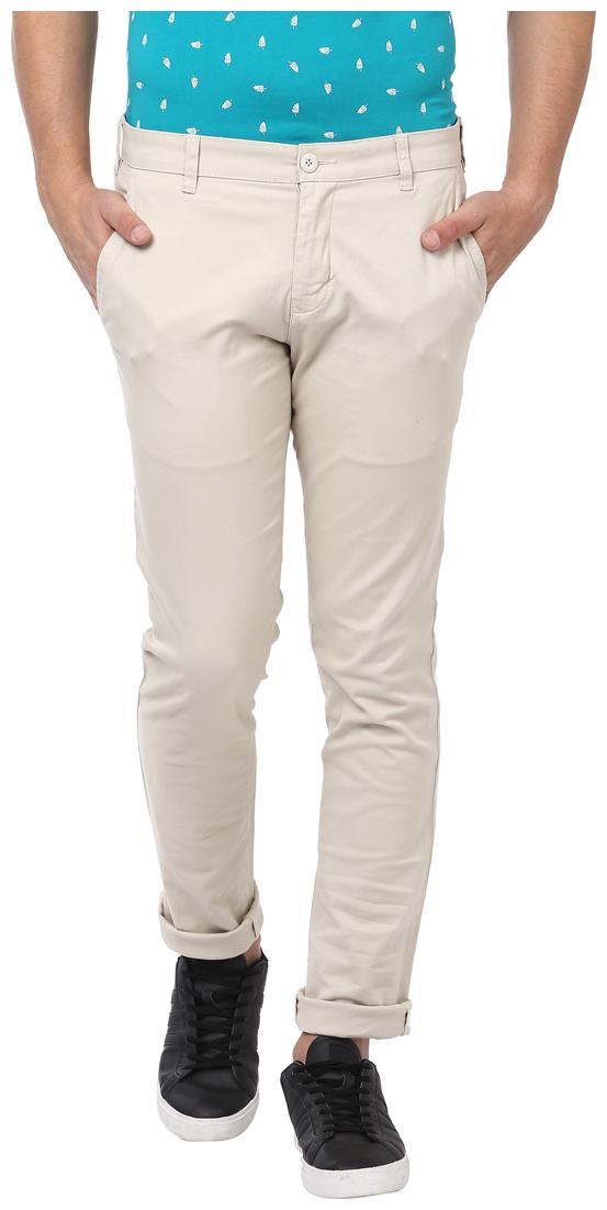 

Parx Men Beige Solid Tapered fit Regular trousers