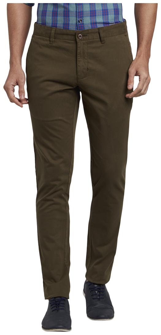 

Parx Men Brown Solid Slim fit Regular trousers