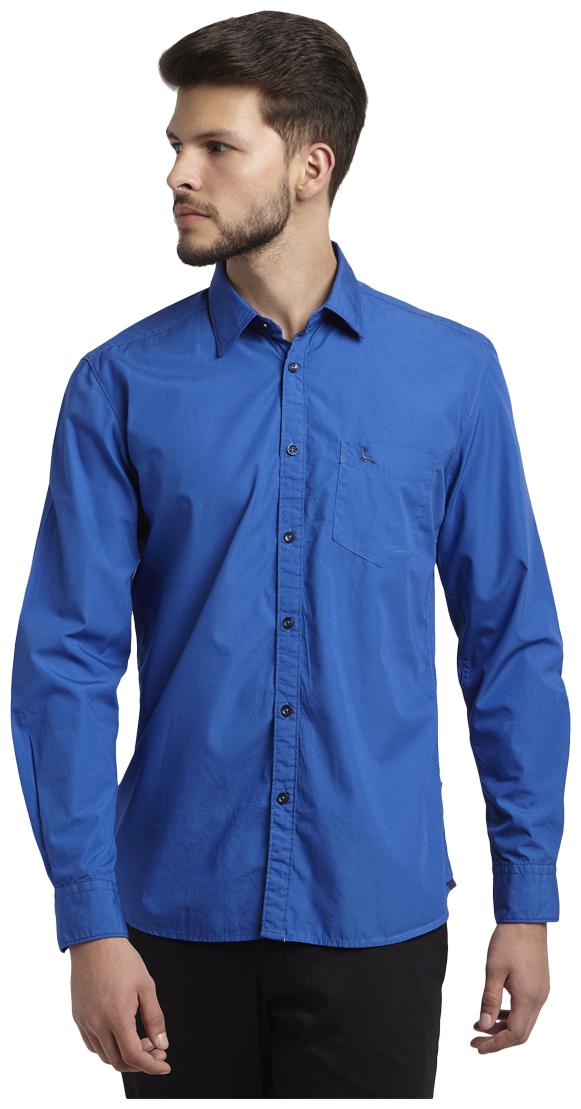

Parx Men Blue Solid Slim Fit Casual Shirt