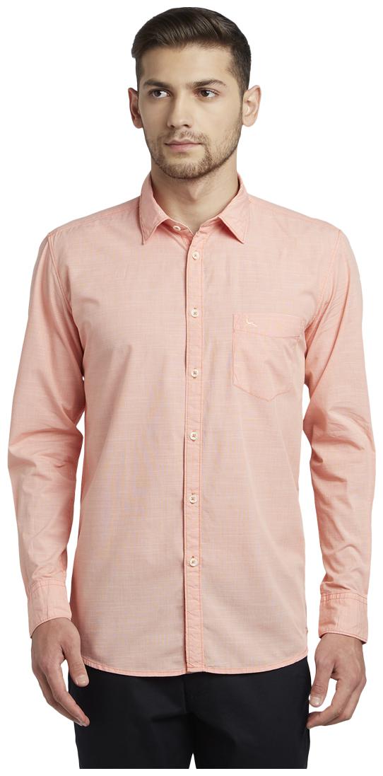 

Parx Men Orange Solid Slim Fit Casual Shirt