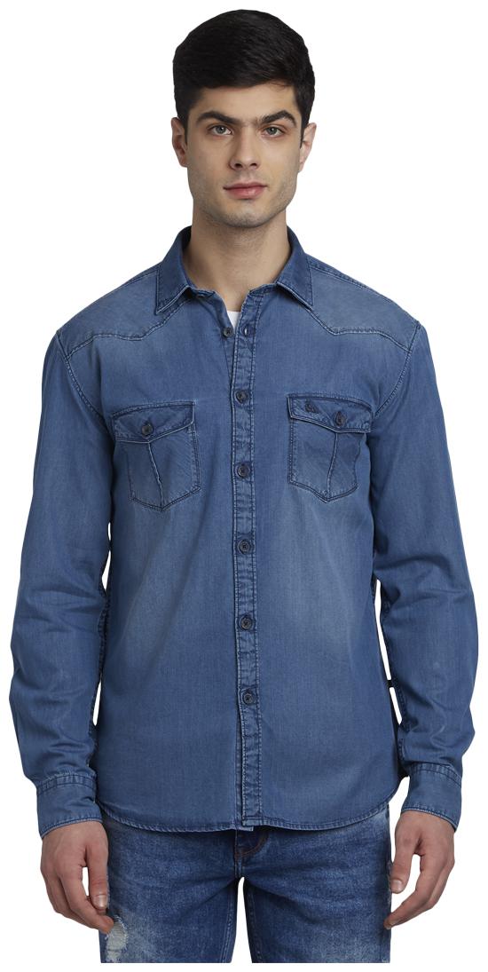 

Parx Men Blue Solid Slim Fit Casual Shirt