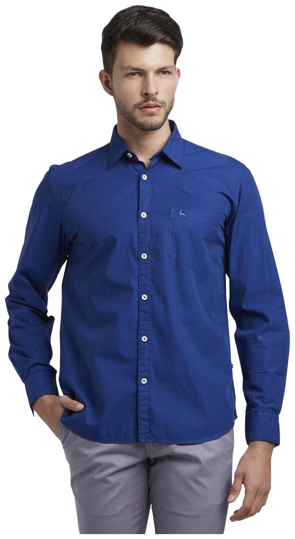 

Parx Men Blue Solid Slim Fit Casual Shirt