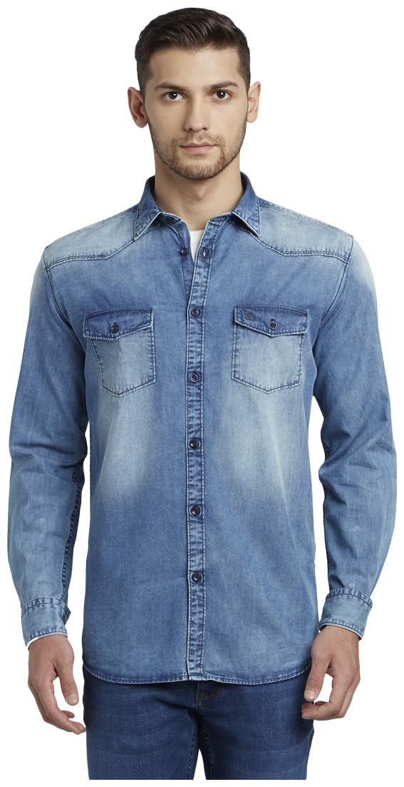 

Parx Men Blue Solid Slim Fit Casual Shirt