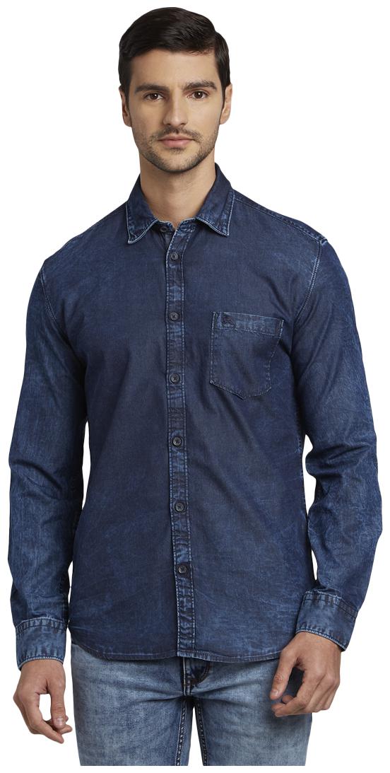

Parx Men Blue Solid Slim Fit Casual Shirt