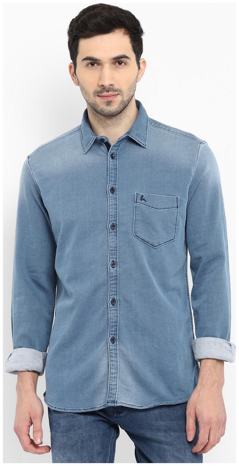 

Parx Men Blue Solid Slim Fit Casual Shirt