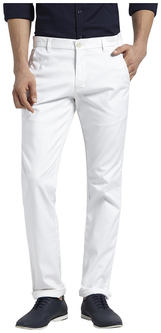 

Parx Men White Solid Tapered fit Regular trousers