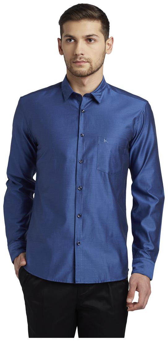 

Parx Men Blue Solid Slim Fit Casual Shirt