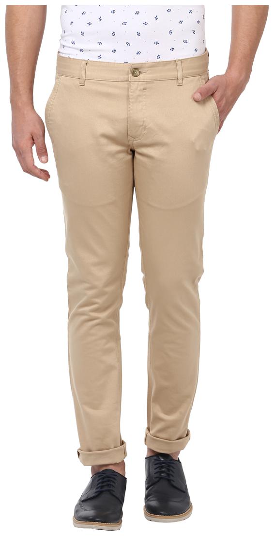 

Parx Men Beige Solid Tapered fit Regular trousers
