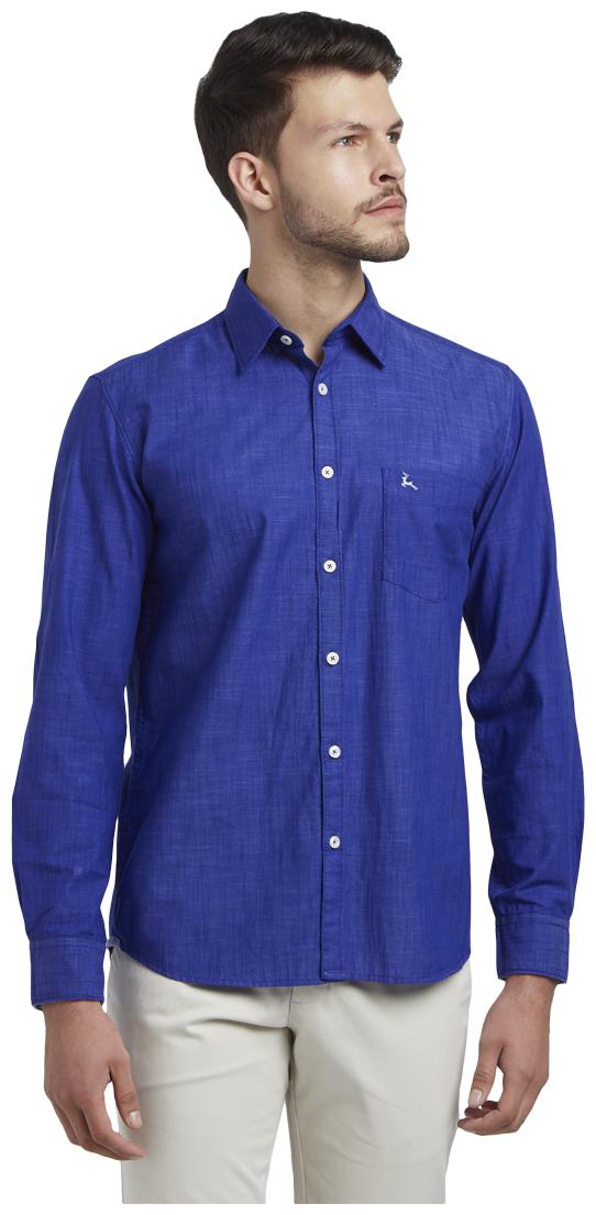 

Parx Men Blue Solid Slim Fit Casual Shirt