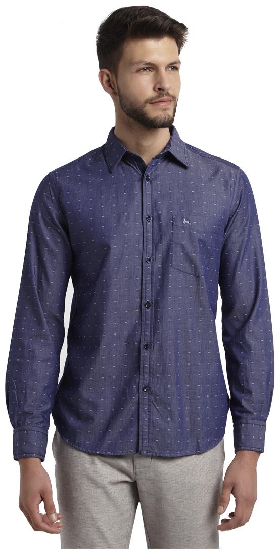 

Parx Men Blue Solid Slim Fit Casual Shirt