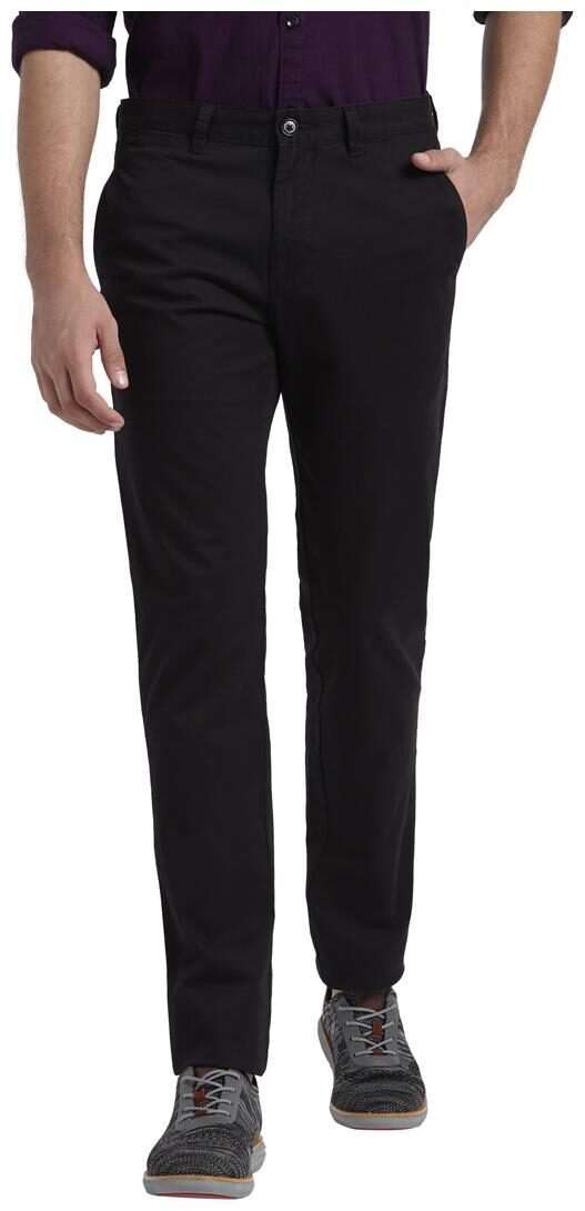 

Parx Men Black Solid Slim fit Regular trousers