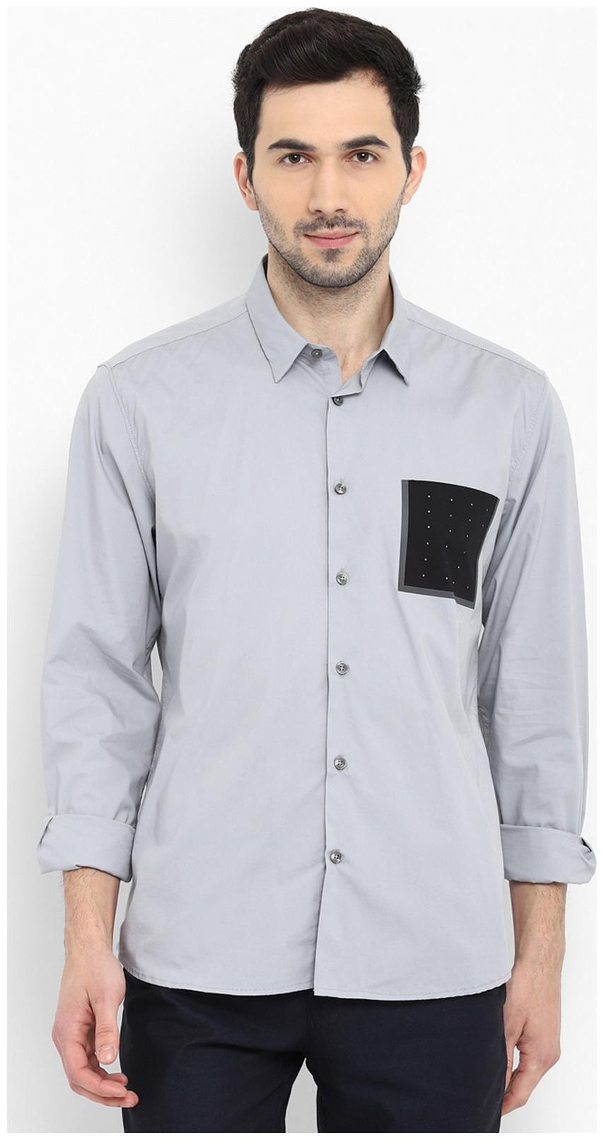 

Parx Men Grey Solid Slim Fit Casual Shirt