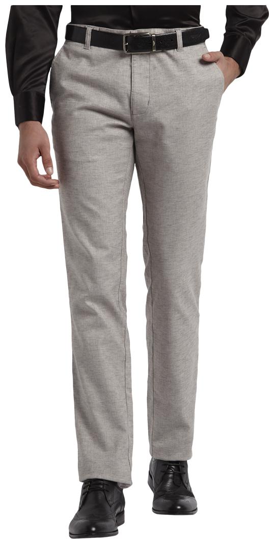

Parx Men Grey Solid Slim fit Regular trousers