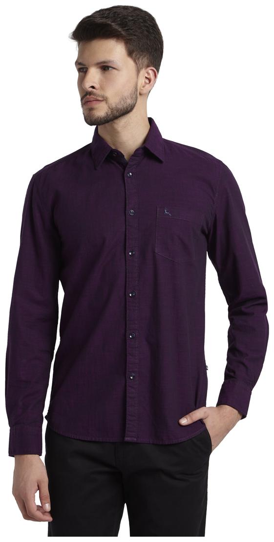 

Parx Men Purple Solid Slim Fit Casual Shirt