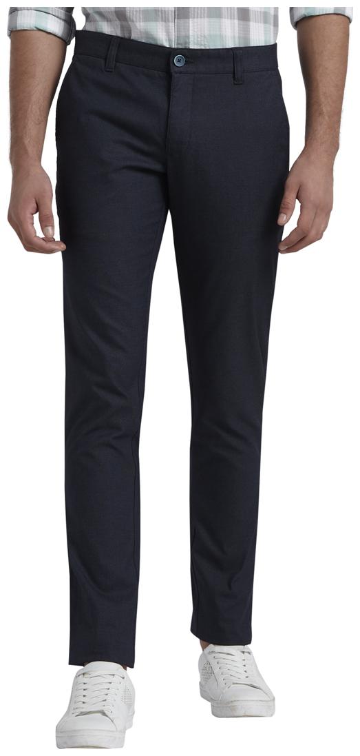 

Parx Men Blue Solid Tapered fit Regular trousers