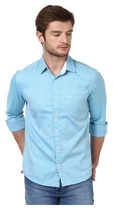 

Parx Solid Cotton Blue Slim Fit Cutaway Coller Full Sleeve Casual shirts