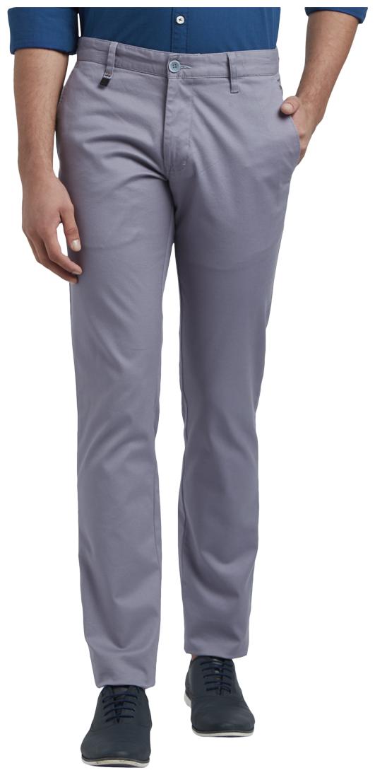 

Parx Men Grey Solid Tapered fit Regular trousers
