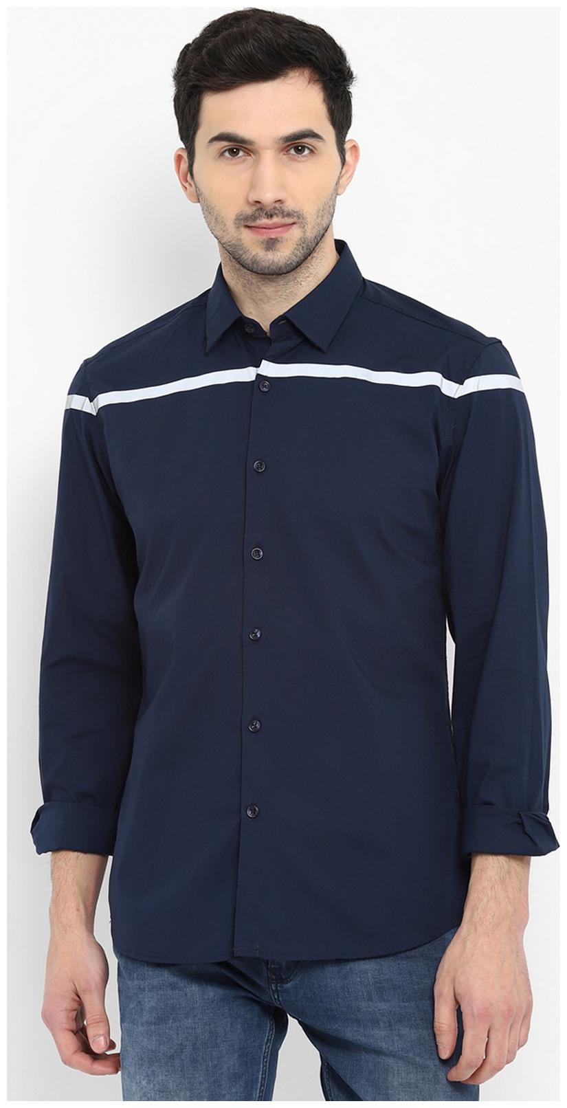 

Parx Men Blue Solid Slim Fit Casual Shirt