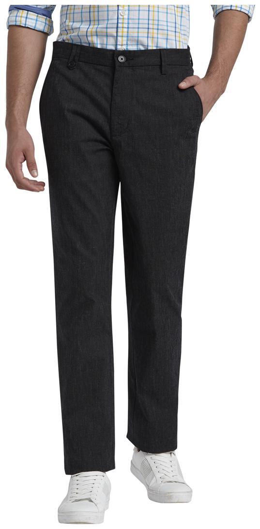 

Parx Men Black Solid Slim fit Regular trousers