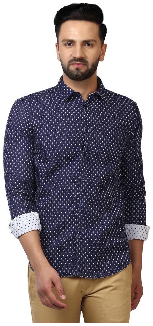 

Parx Men Blue Printed Slim Fit Casual Shirt