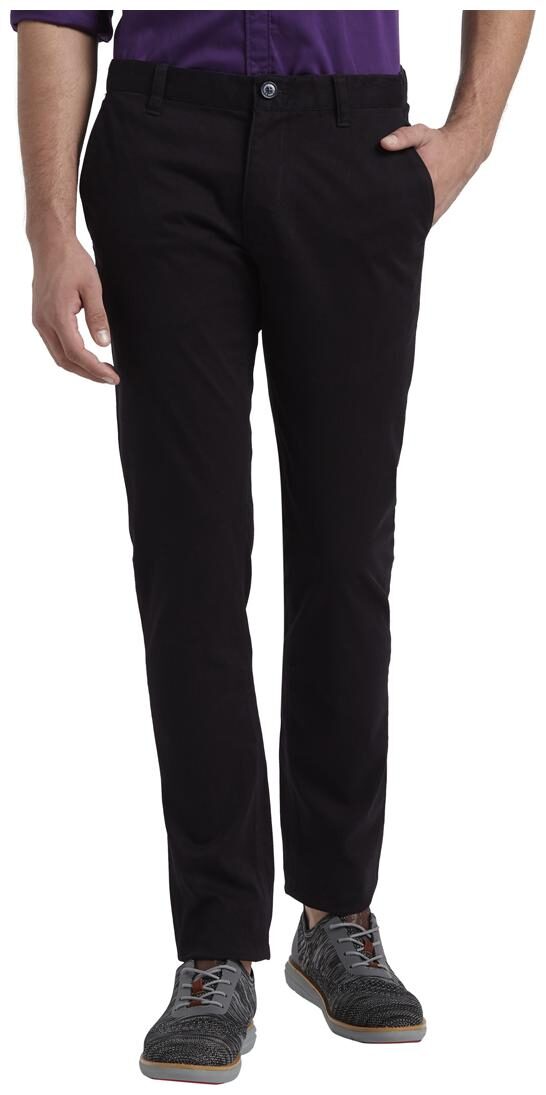 

Parx Men Black Solid Tapered fit Regular trousers